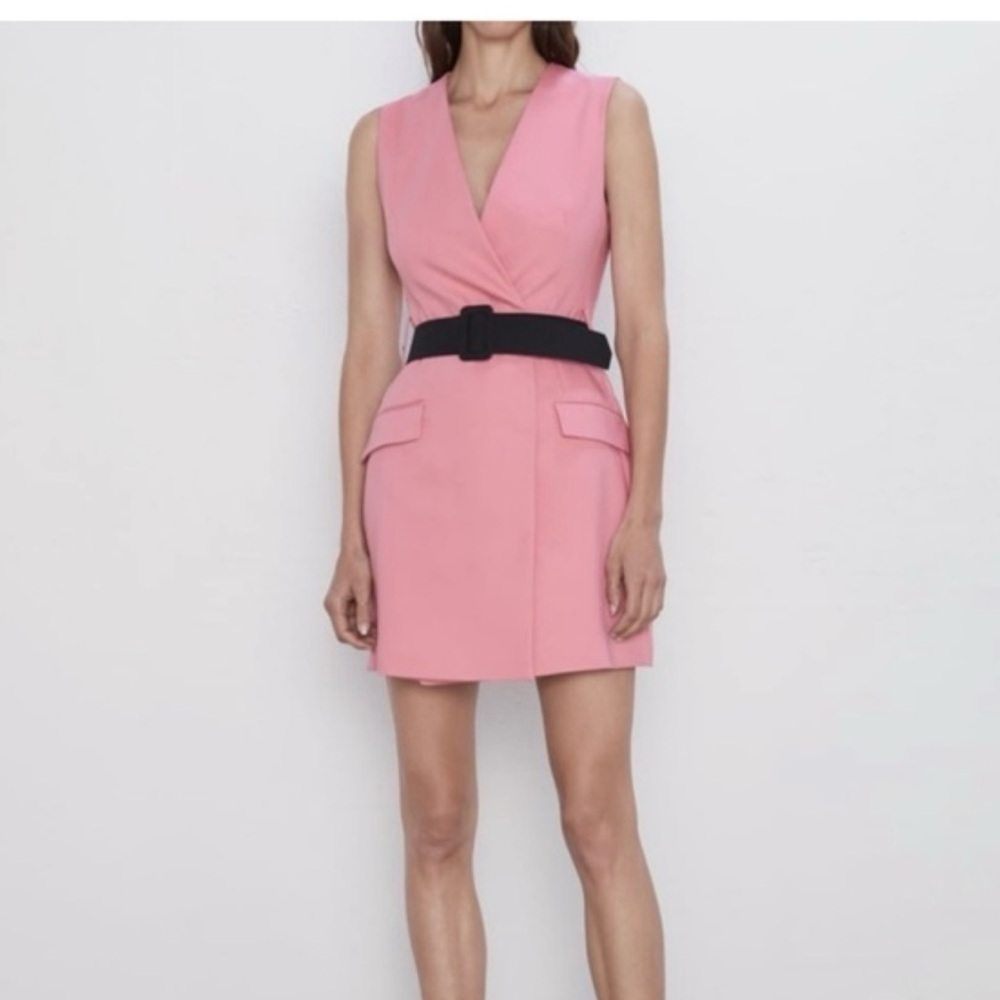 Zara Pink Mini Dress with Black Belt